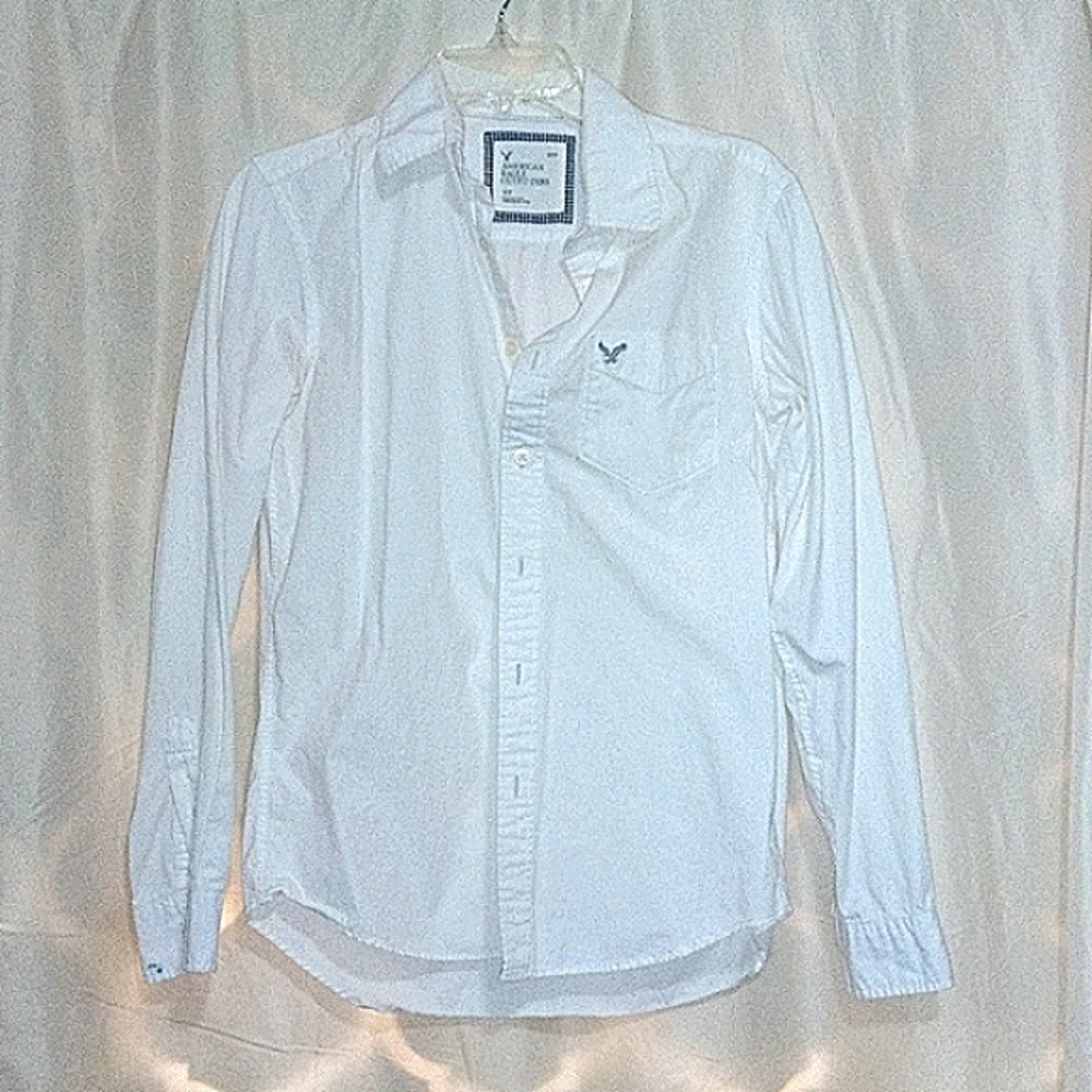 American eagle casual button down white long sleeve men's small athletic fit